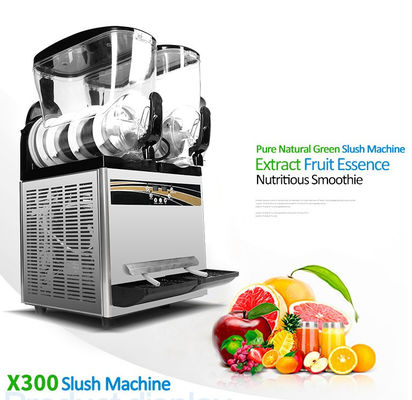 15+15L वाणिज्यिक स्लश मशीन बिक्री के लिए 220V/110V 500W एलसीडी स्क्रीन टच स्विच के साथ